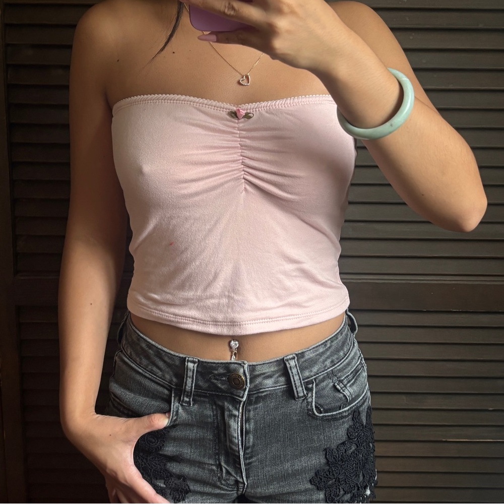 Pink Strapless Top